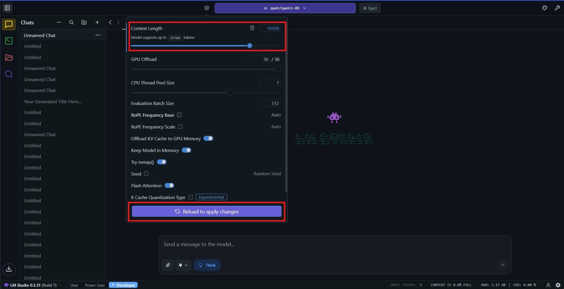 Select Custom Context Length for Local LLM in LM Studio - quick method