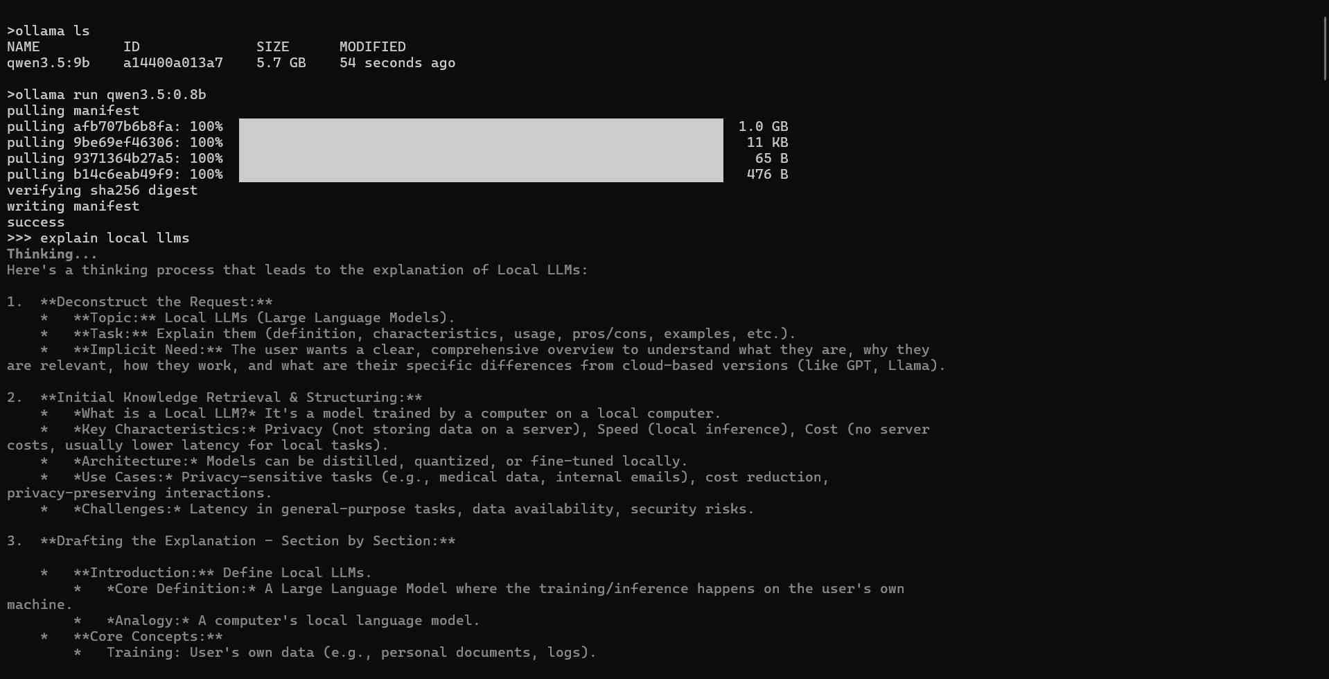 Ollama running in Windows Terminal